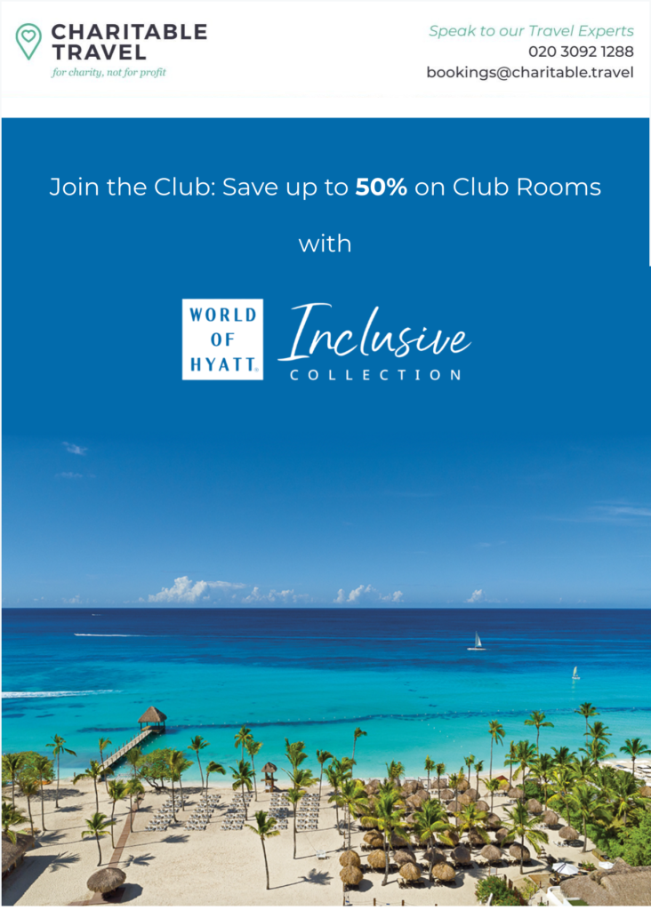 Inclusive Collection, Part of World of Hyatt Solus email 1, Above the fold.